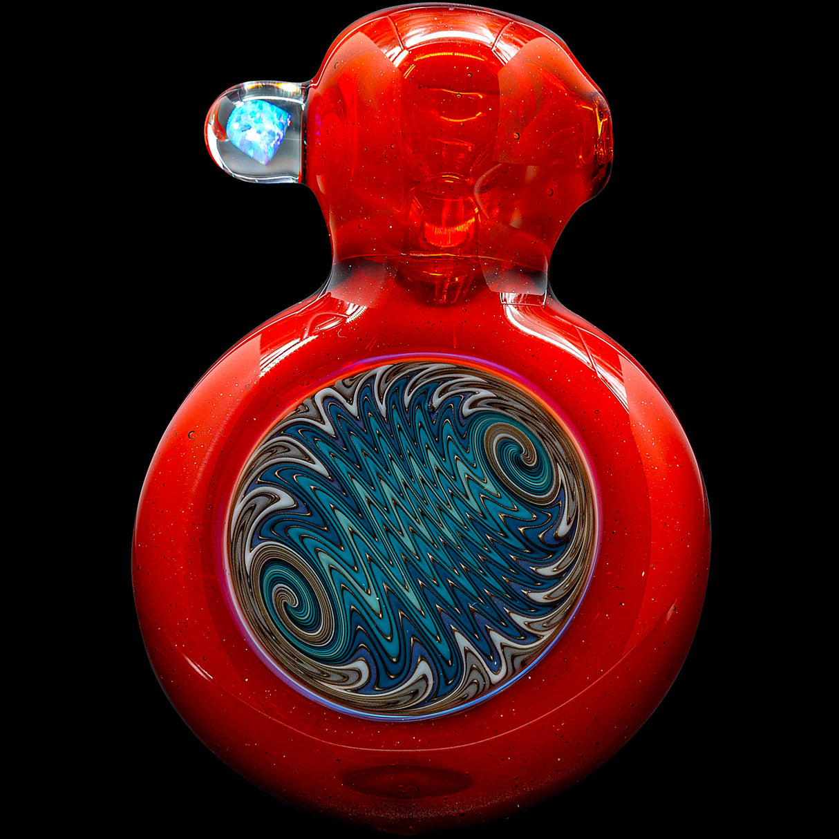 Fire Red Wave Reversal Sherlock Glass Pipe by Chris Lezak