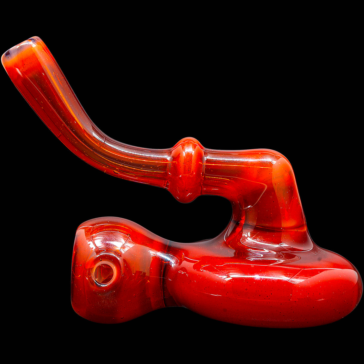 Fire Red Wave Reversal Sherlock Glass Pipe by Chris Lezak