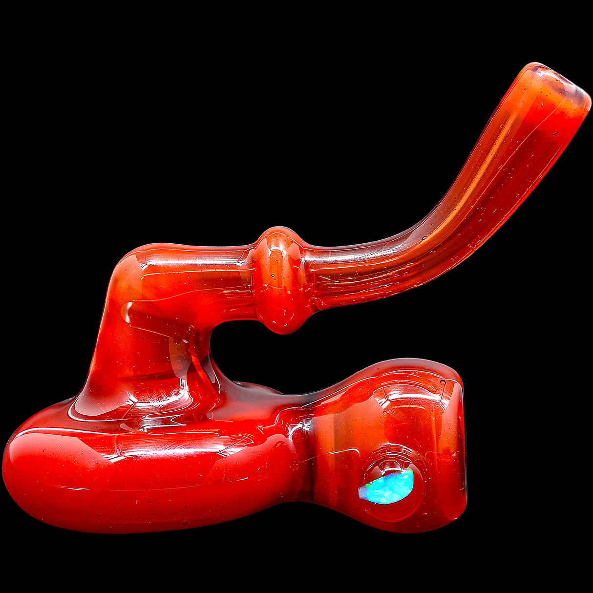 Fire Red Wave Reversal Sherlock Glass Pipe by Chris Lezak