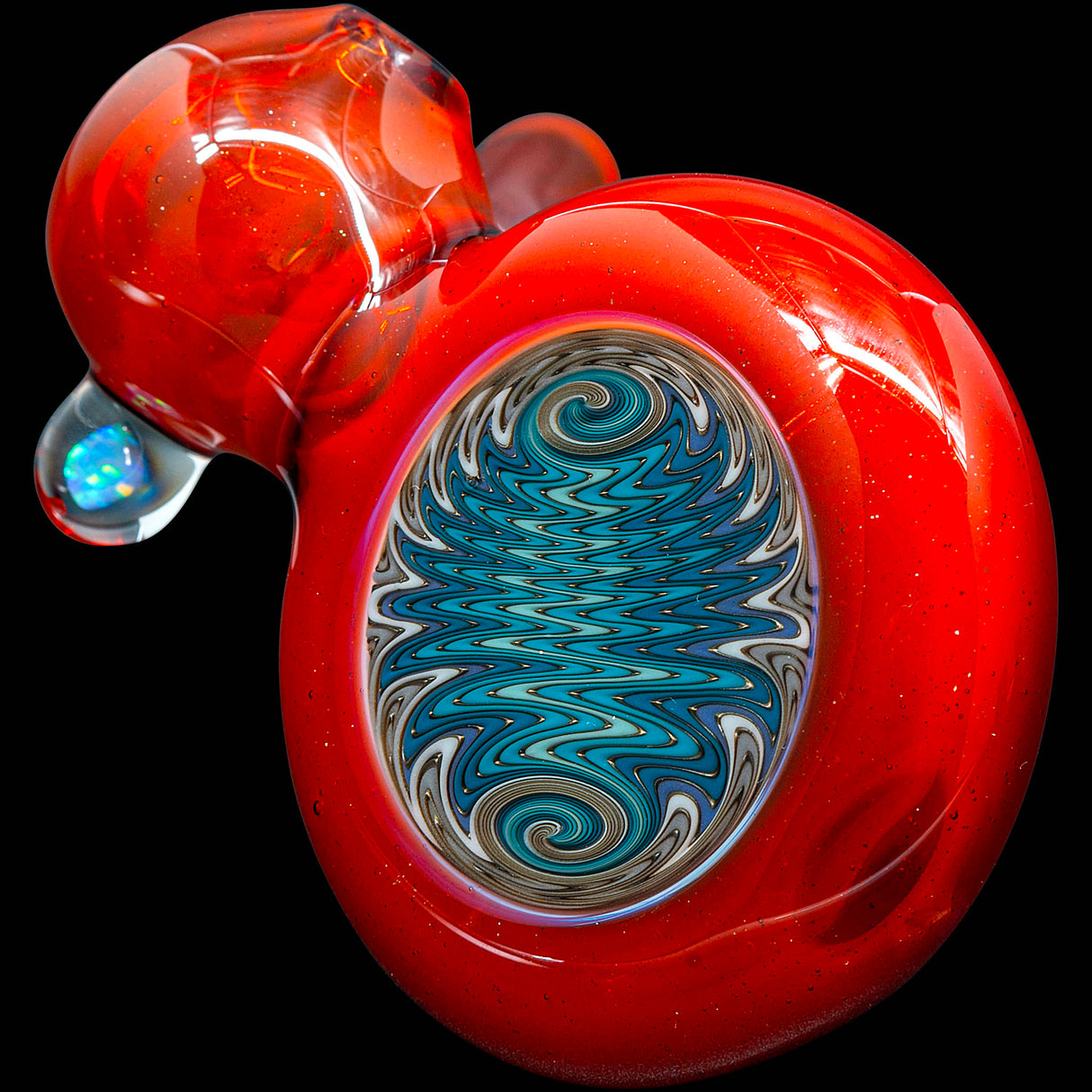 Fire Red Wave Reversal Sherlock Glass Pipe by Chris Lezak