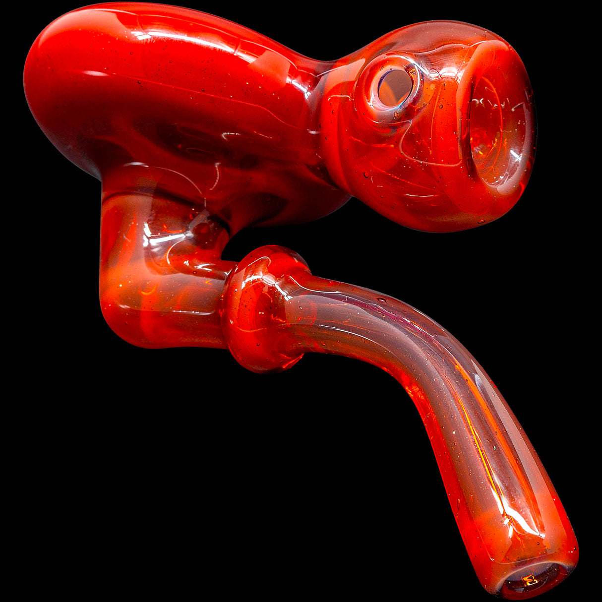 Fire Red Wave Reversal Sherlock Glass Pipe by Chris Lezak