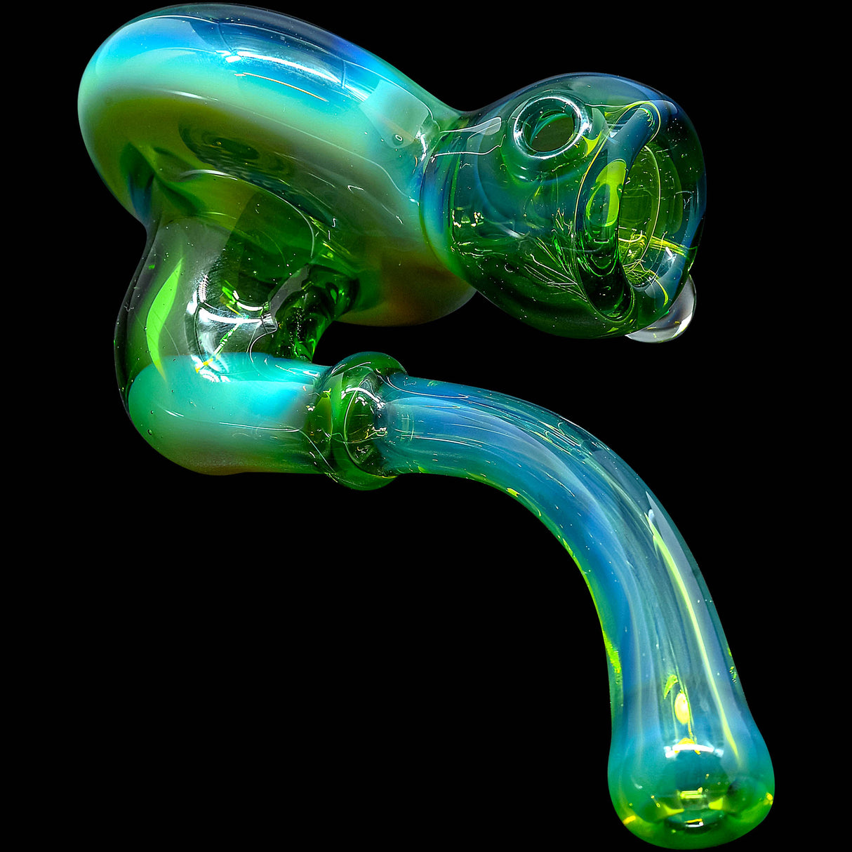 Kryptonite Green Wave Reversal Sherlock Glass Pipe by Chris Lezak