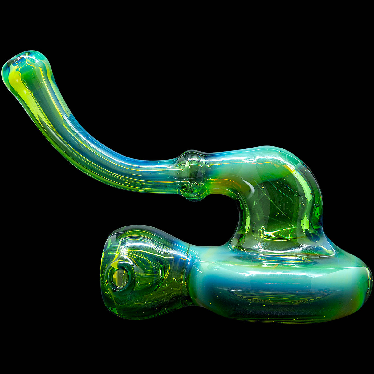 Kryptonite Green Wave Reversal Sherlock Glass Pipe by Chris Lezak