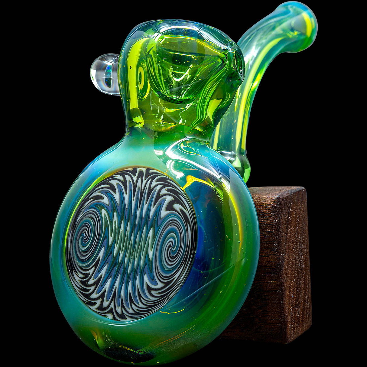 Kryptonite Green Wave Reversal Sherlock Glass Pipe by Chris Lezak
