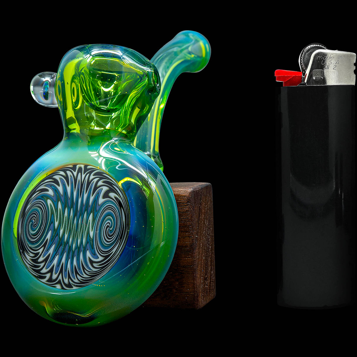 Kryptonite Green Wave Reversal Sherlock Glass Pipe by Chris Lezak