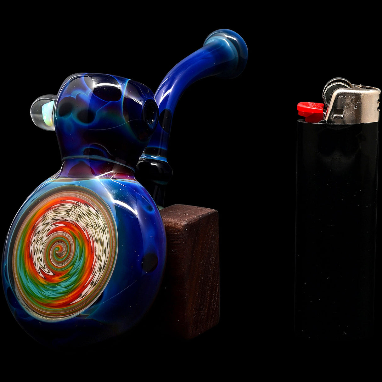 Cobalt Blue Sherlock Glass Bubbler Pipe by Chris Lezak