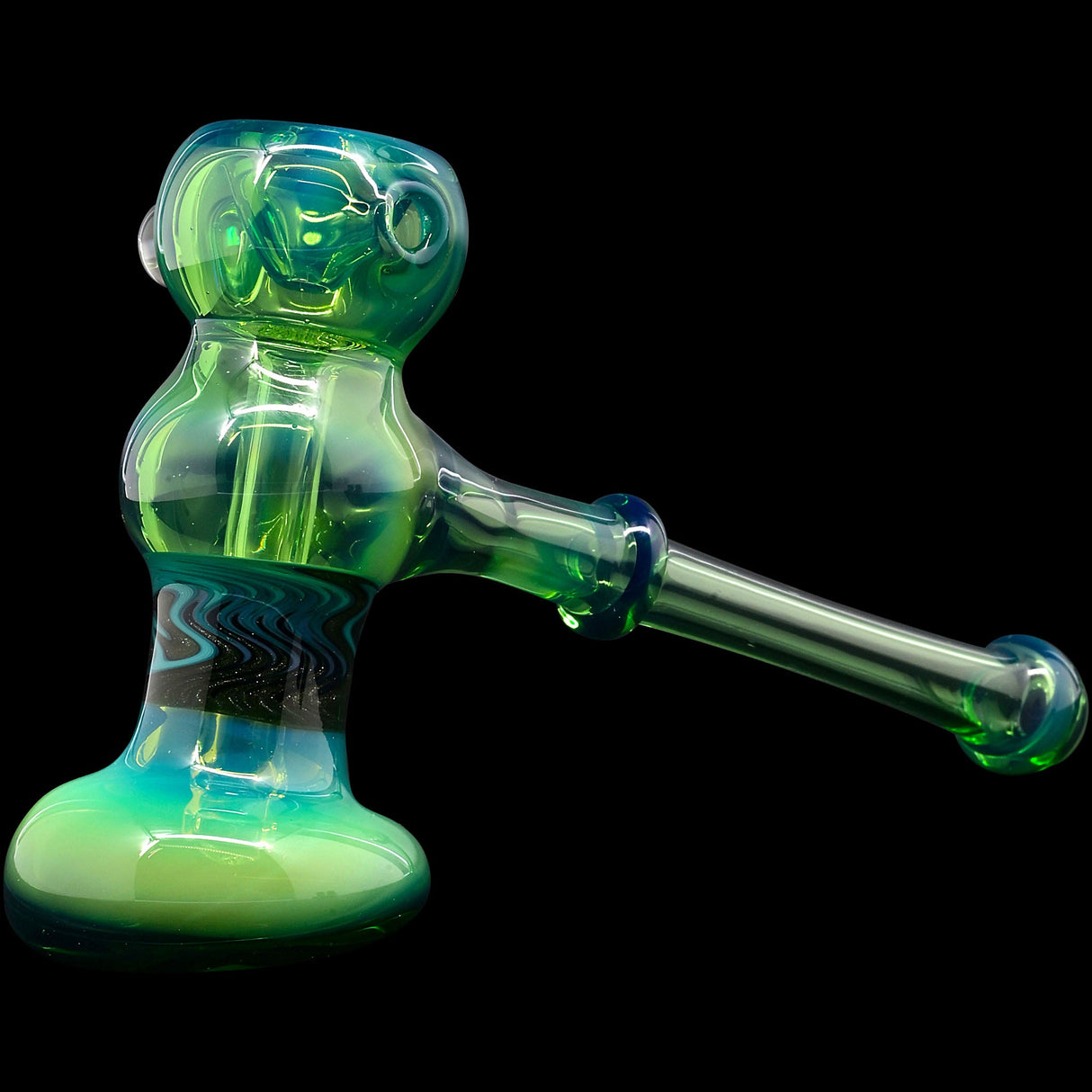 Moss Green Hammer Glass Bubbler by Chris Lezak