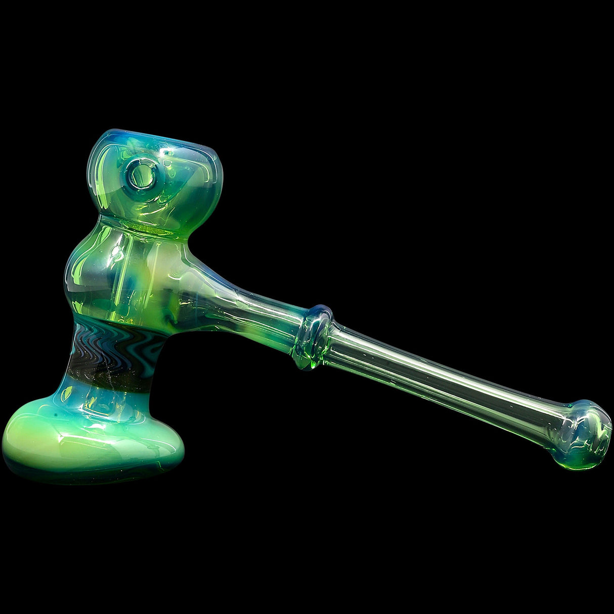 Moss Green Hammer Glass Bubbler by Chris Lezak