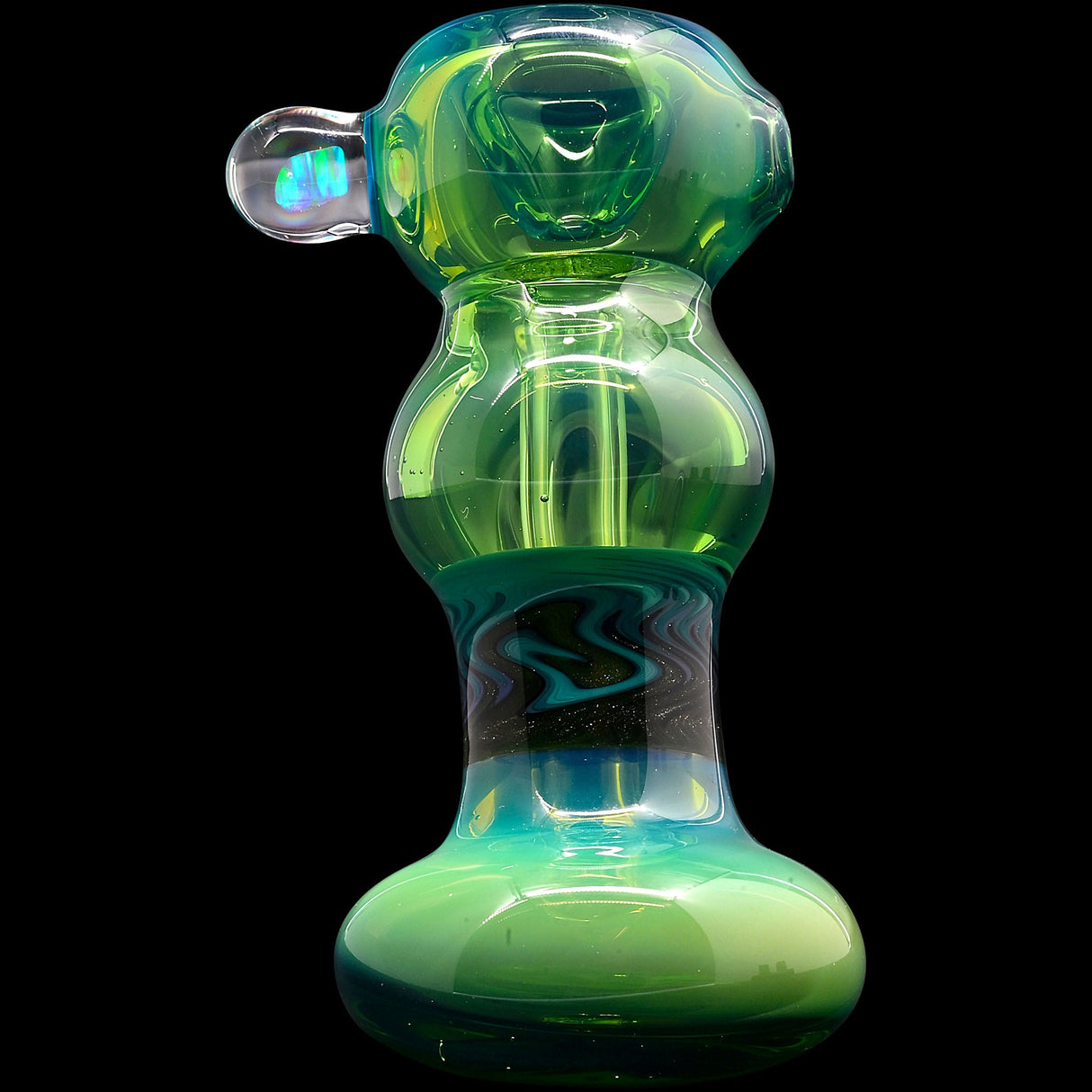 Moss Green Hammer Glass Bubbler by Chris Lezak