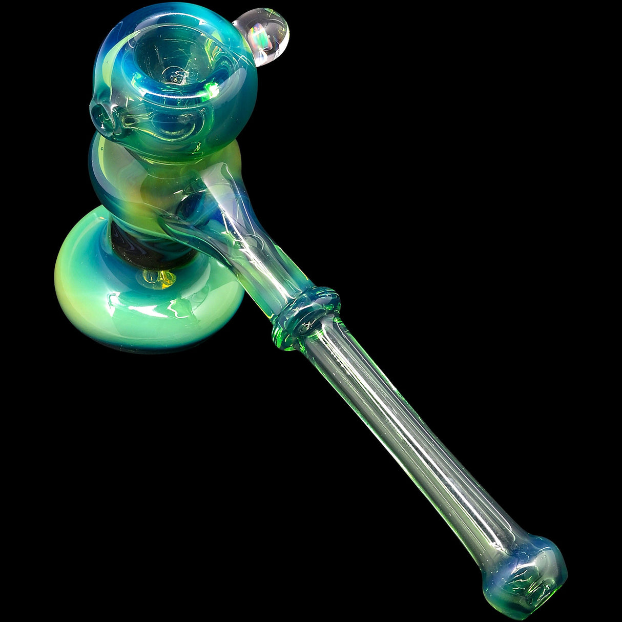 Moss Green Hammer Glass Bubbler by Chris Lezak
