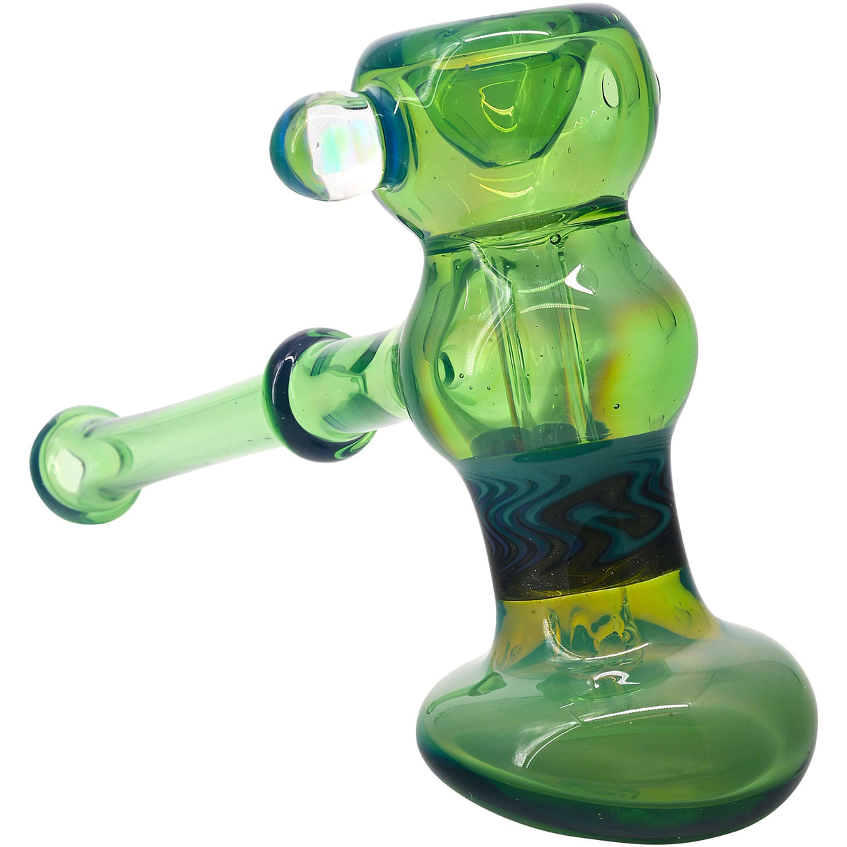 Moss Green Hammer Glass Bubbler by Chris Lezak