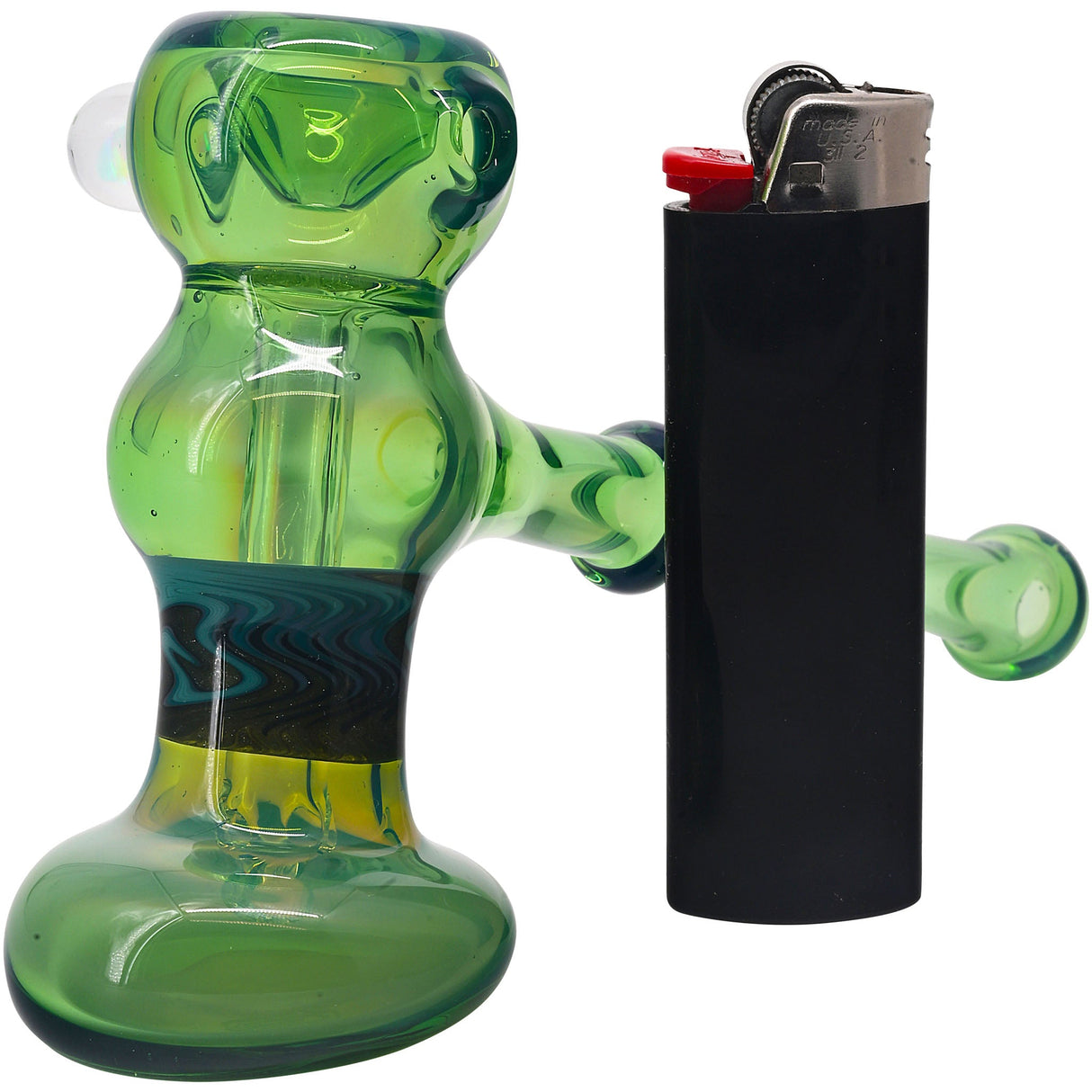 Moss Green Hammer Glass Bubbler by Chris Lezak