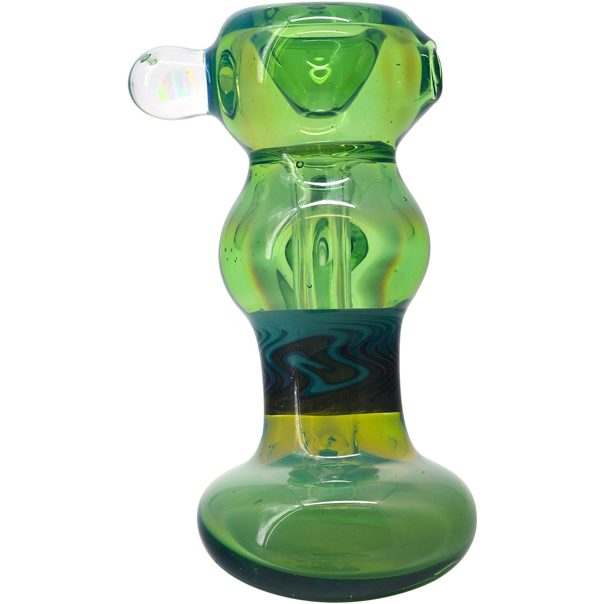 Moss Green Hammer Glass Bubbler by Chris Lezak
