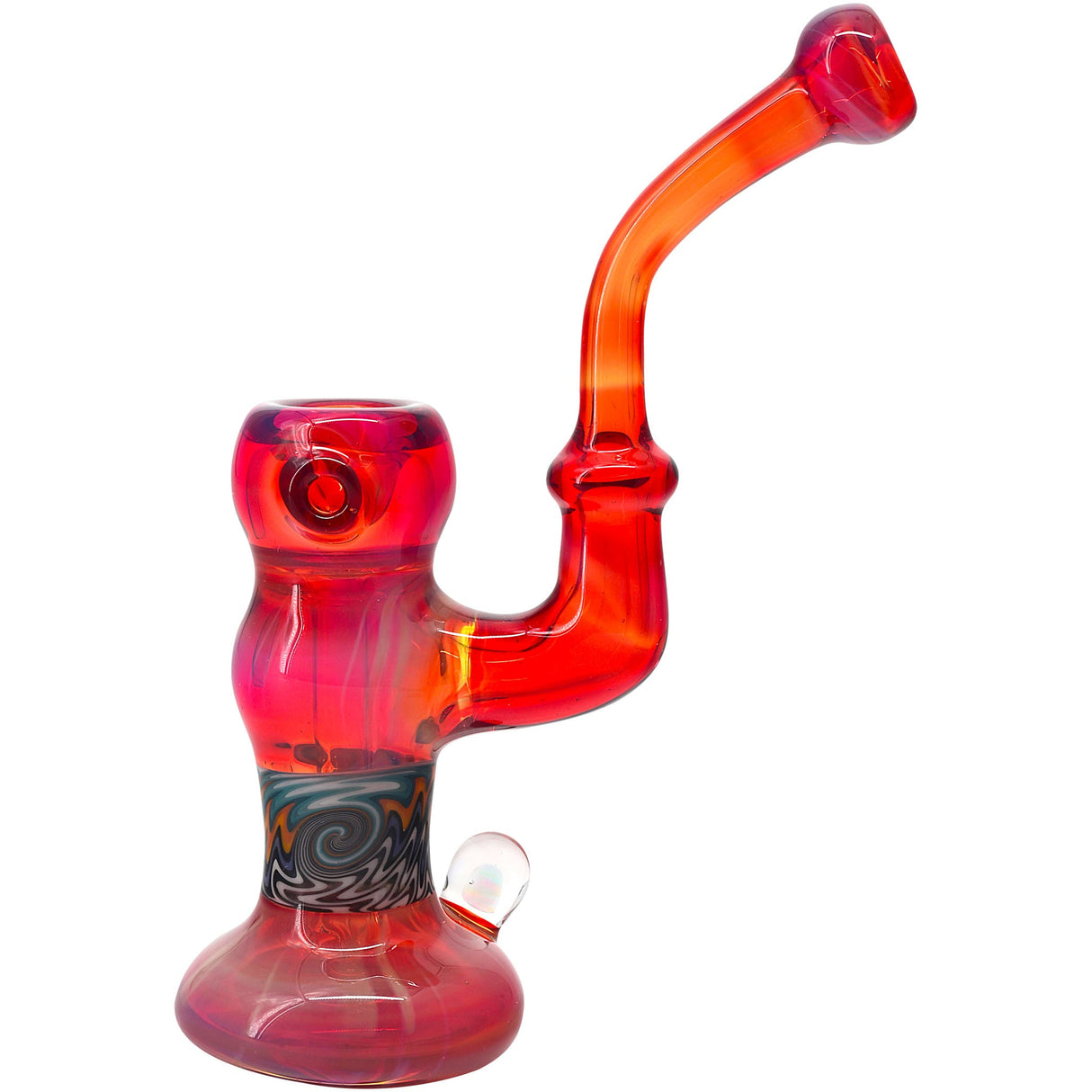 Crimson Fire Sherlock Bubbler Glass Pipe by Chris Lezak