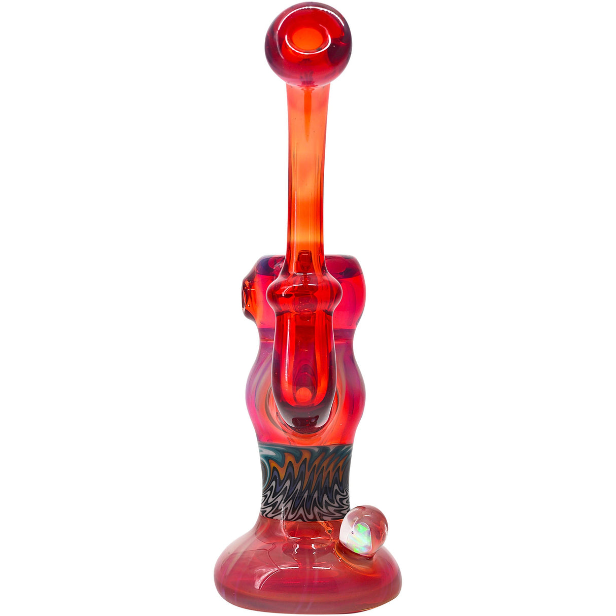 Crimson Fire Sherlock Bubbler Glass Pipe by Chris Lezak