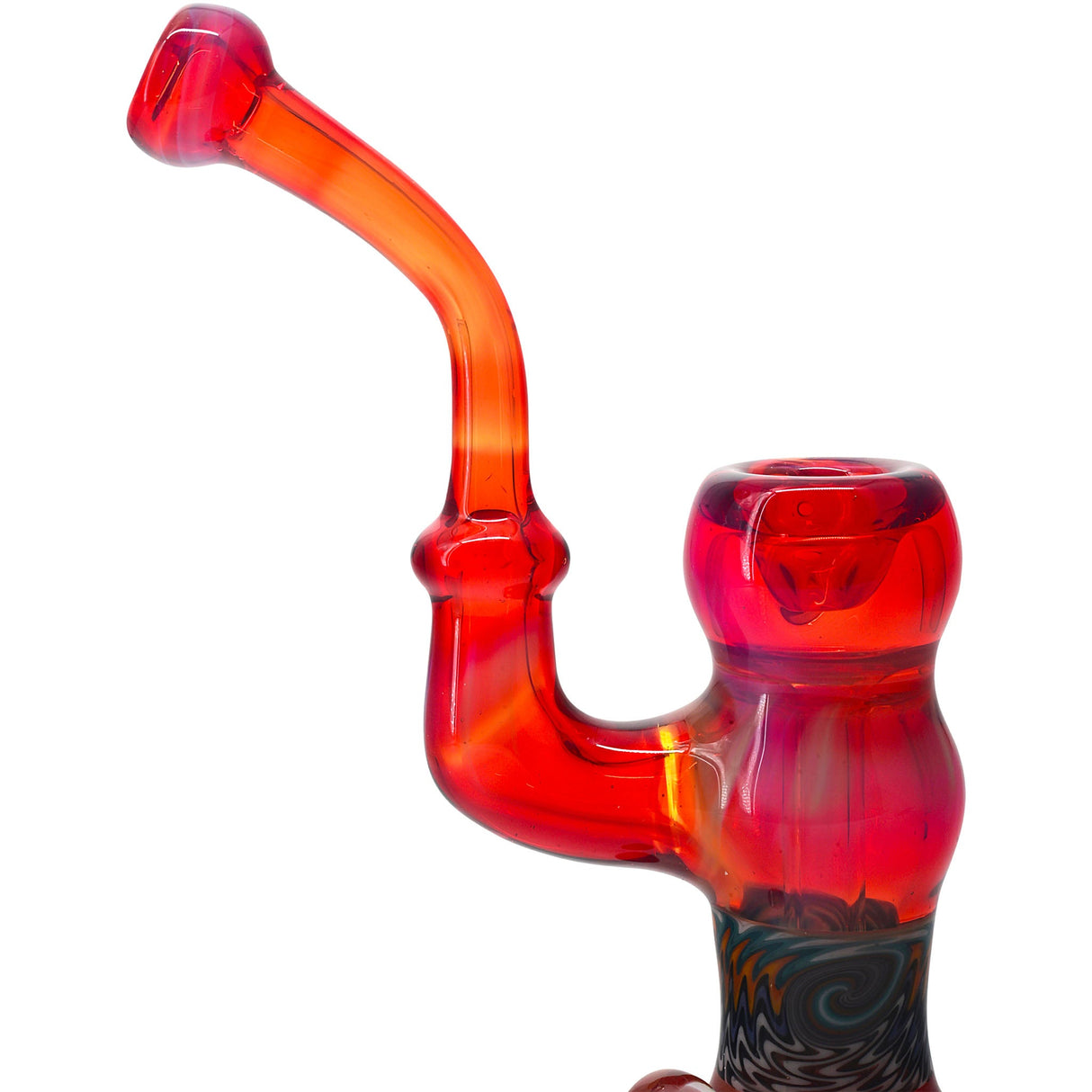 Crimson Fire Sherlock Bubbler Glass Pipe by Chris Lezak