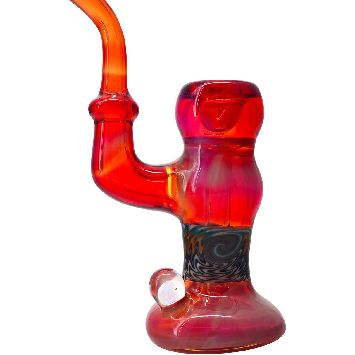 Crimson Fire Sherlock Bubbler Glass Pipe by Chris Lezak