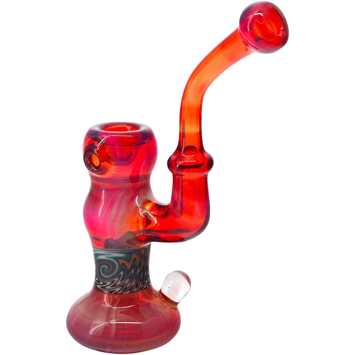 Crimson Fire Sherlock Bubbler Glass Pipe by Chris Lezak