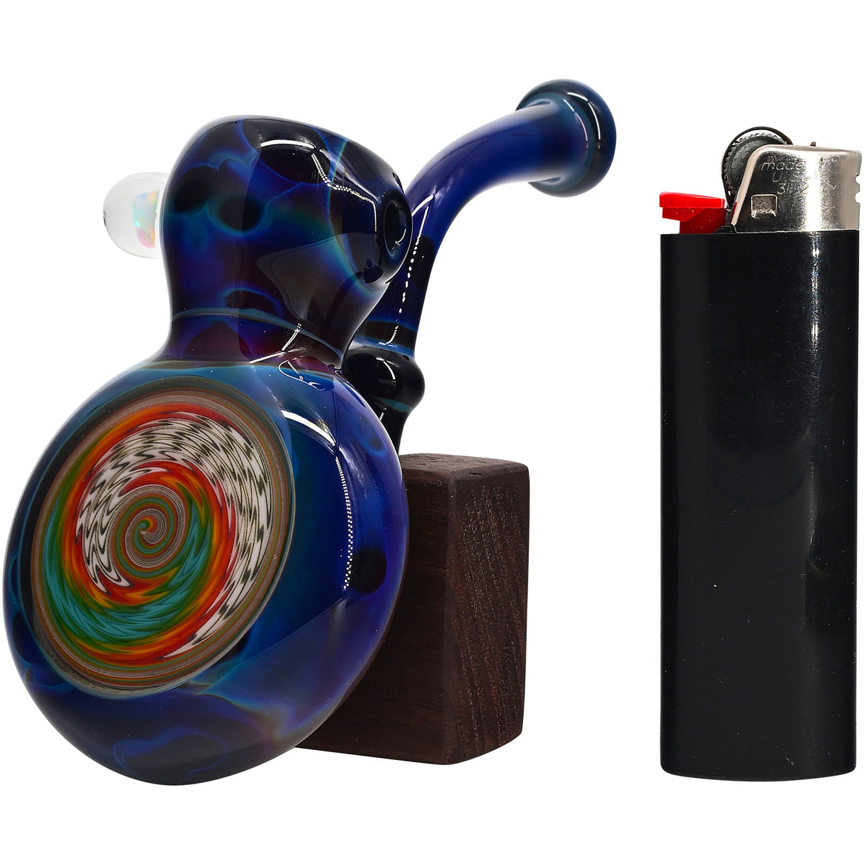 Cobalt Blue Sherlock Glass Bubbler Pipe by Chris Lezak