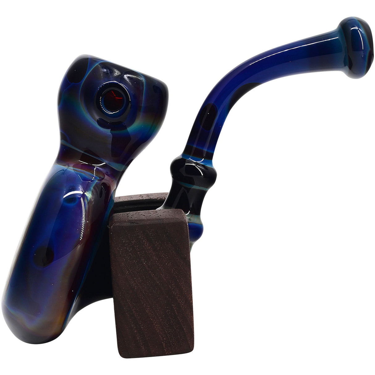 Cobalt Blue Sherlock Glass Bubbler Pipe by Chris Lezak