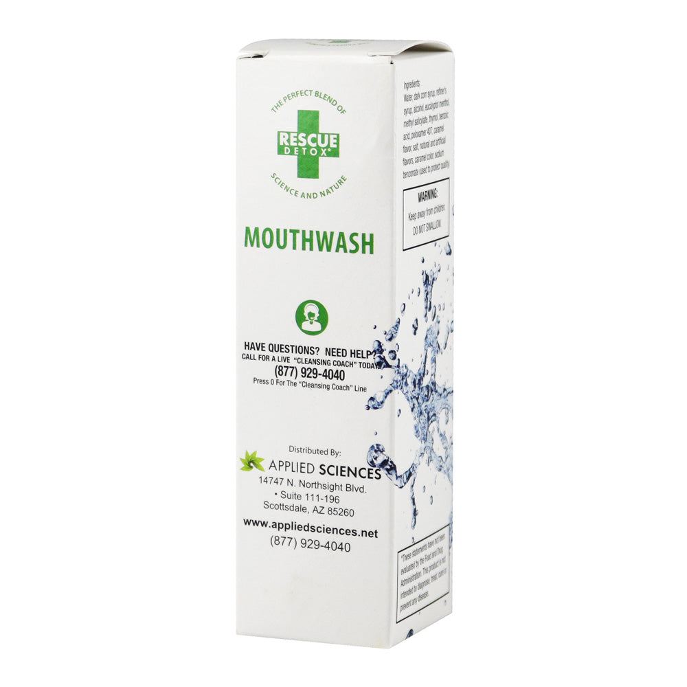 Rescue Detox Mouthwash Concentrate - 2oz box front view for cleansing and detox