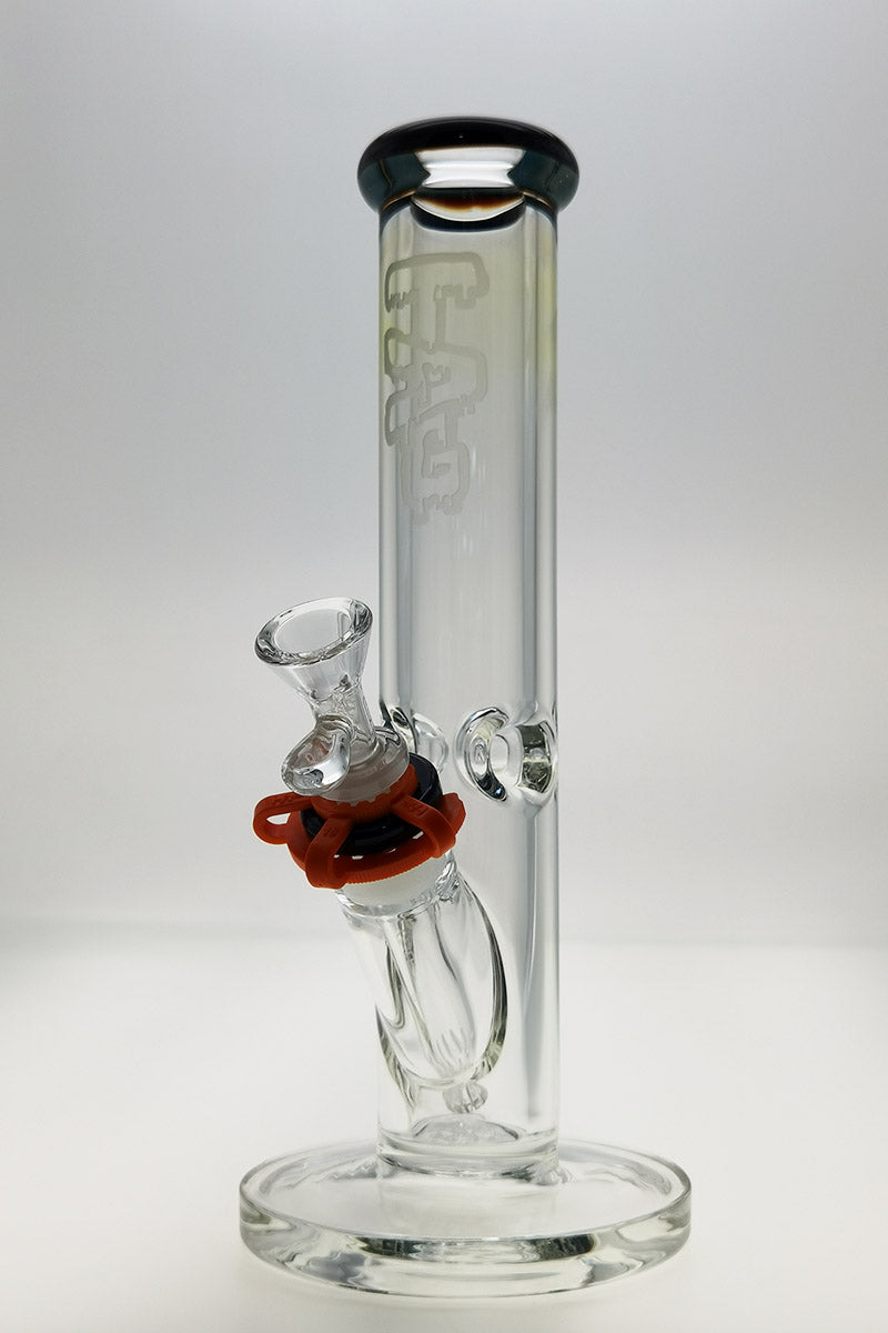 TAG - 12" Straight Tube 50x9MM - 18/14MM Downstem (3.75") Wavy Sandblasted Logo - Clear .02