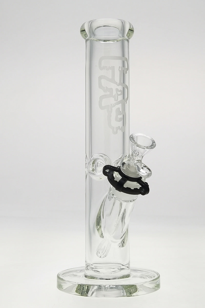 TAG - 12" Straight Tube 50x9MM - 18/14MM Downstem (3.75") Wavy Sandblasted Logo - Clear .02