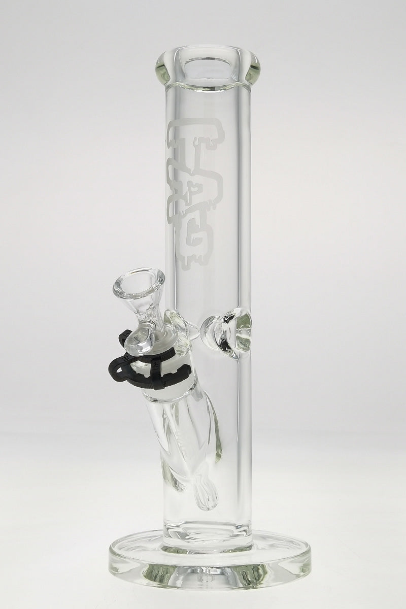 TAG - 12" Straight Tube 50x9MM - 18/14MM Downstem (3.75") Wavy Sandblasted Logo - Clear .02