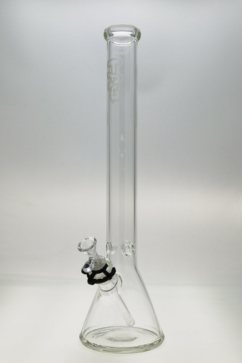 TAG - 20" Beaker 50x5MM - 18/14MM Downstem (5.00") Wavy Sandblasted Logo - Clear .01