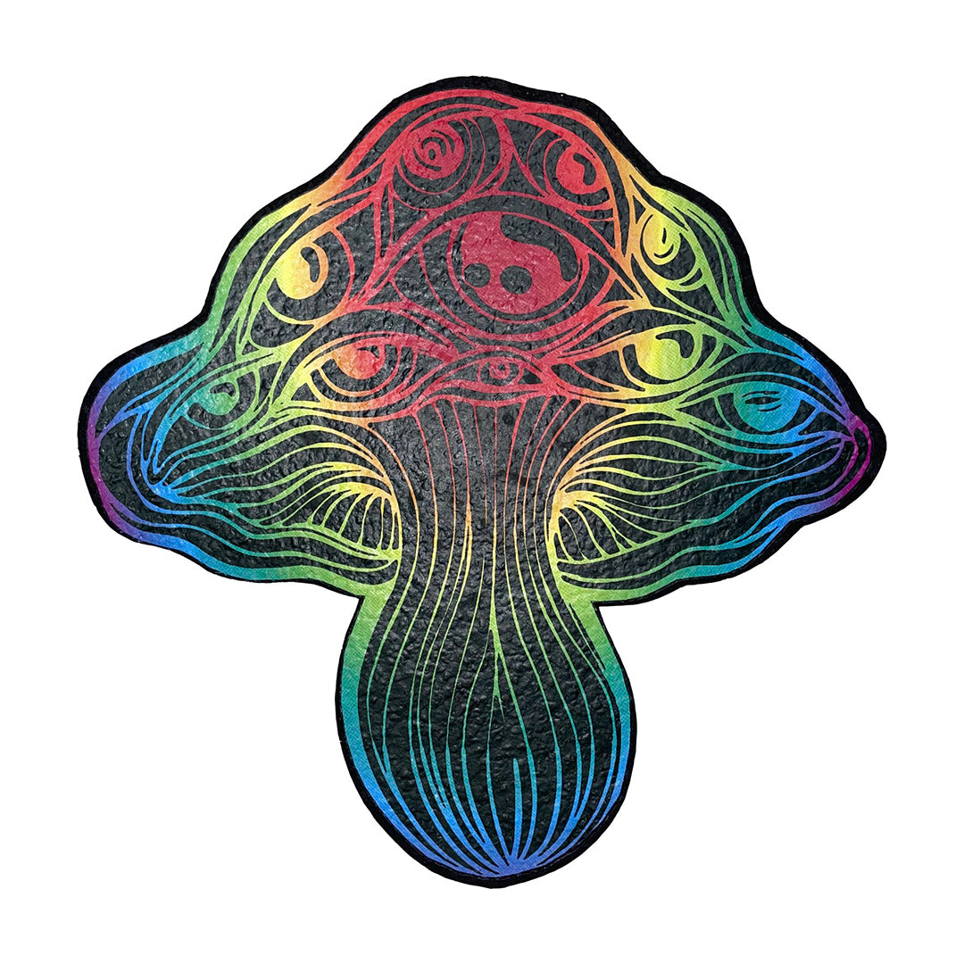East Coasters 10" Vibrant Mushroom Dab Mat, Colorful Psychedelic Design, Top View