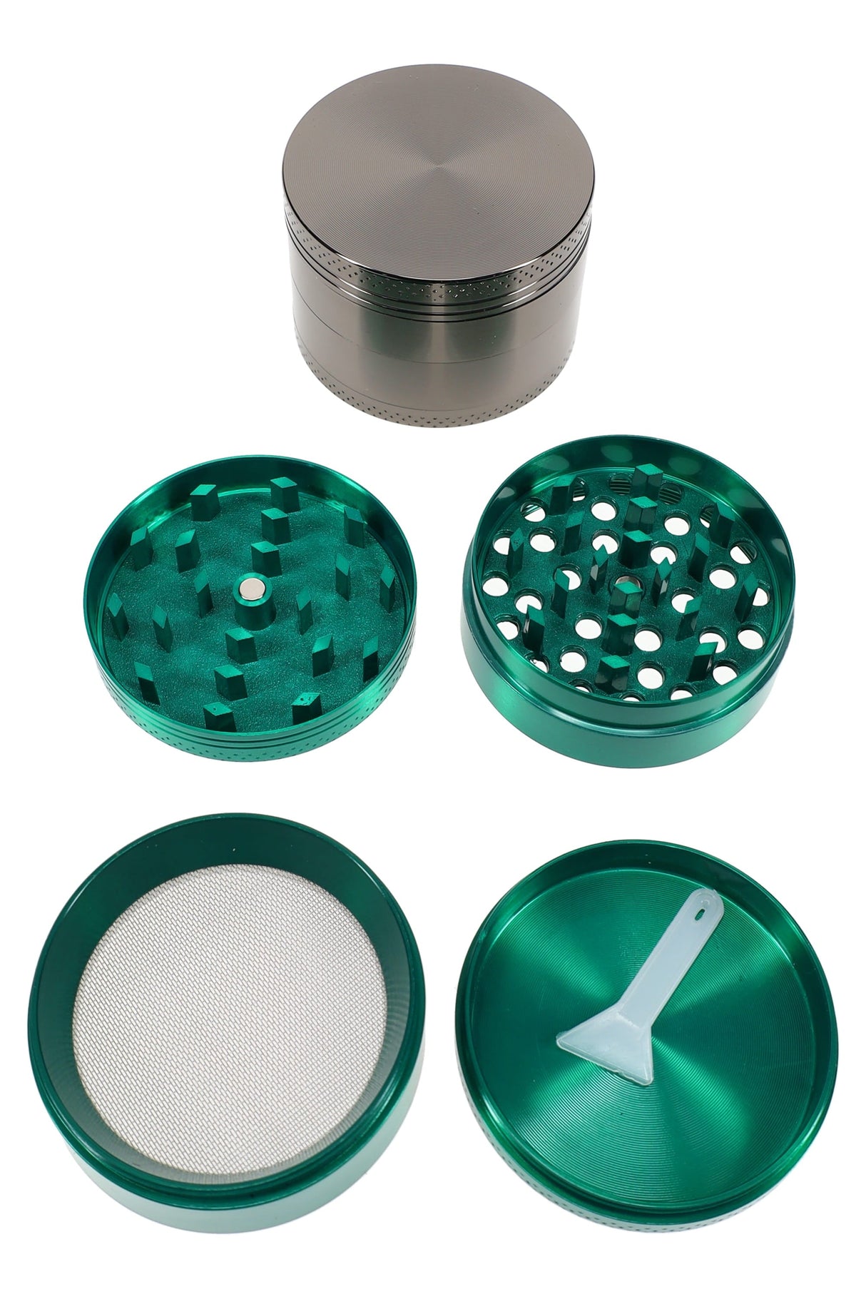 4-Part Metal Herb Grinder “Pocket Press” – 2″ (50 mm) – Assorted Colors