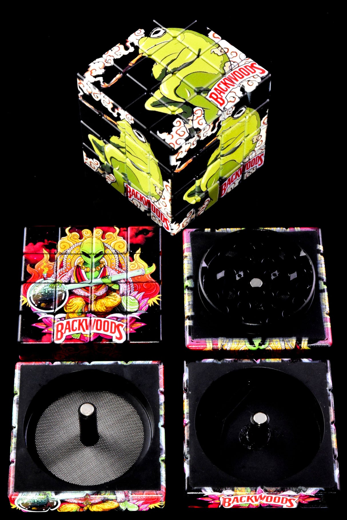 4-Part Metal Herb Grinder “Cube Solver” – 2″ – Selectable Styles