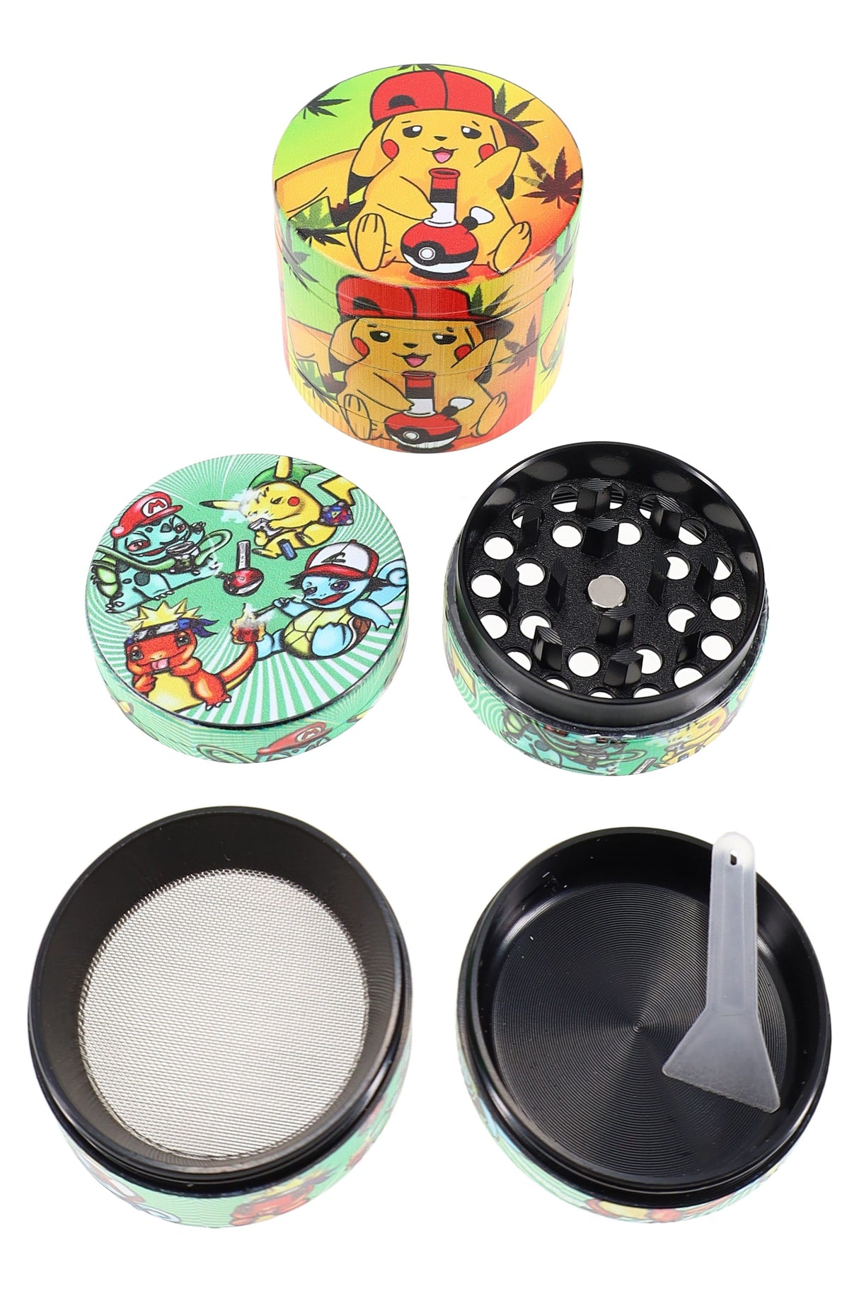 Zinc Alloy 4-Part Metal Herb Grinder “Pop Print” – Assorted