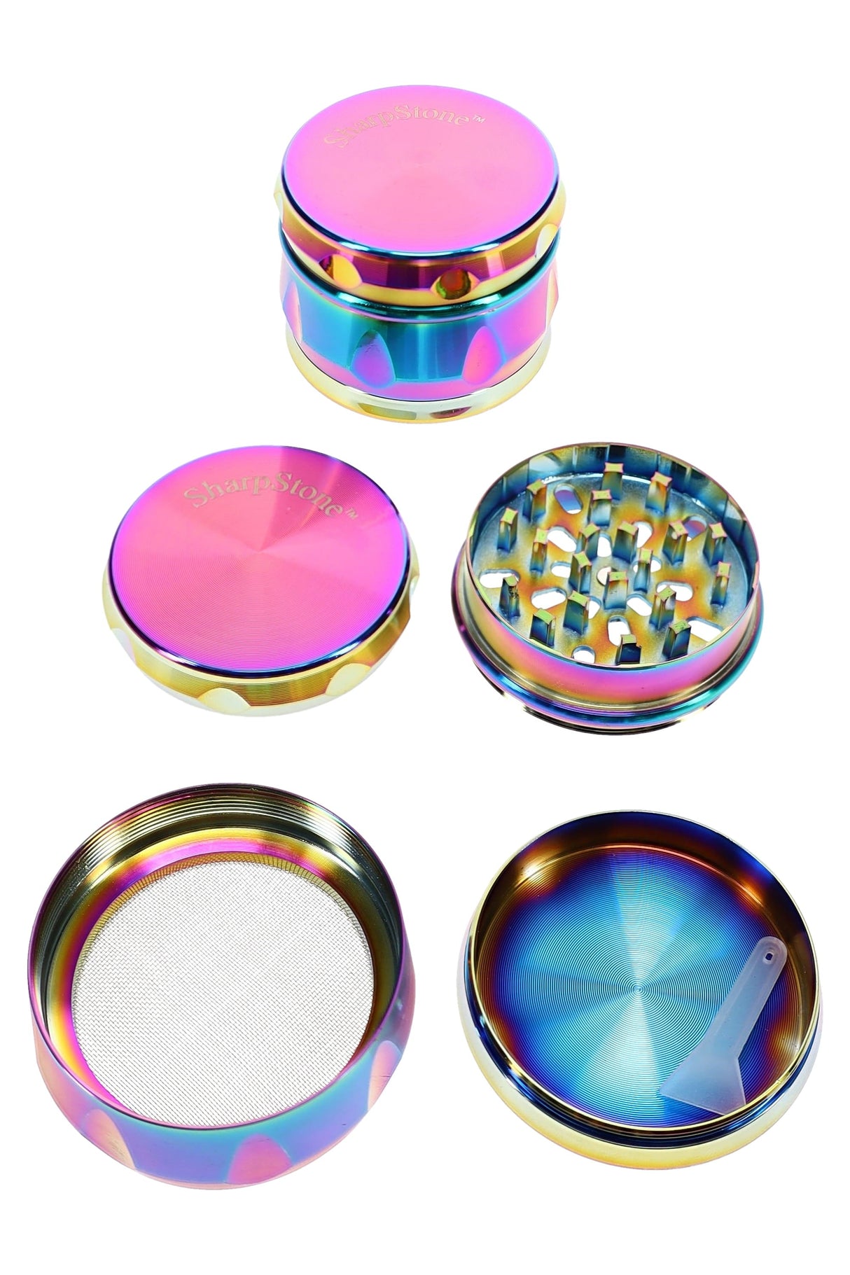 Rainbow 4-Part Metal Herb Grinder 2 inch alternate view