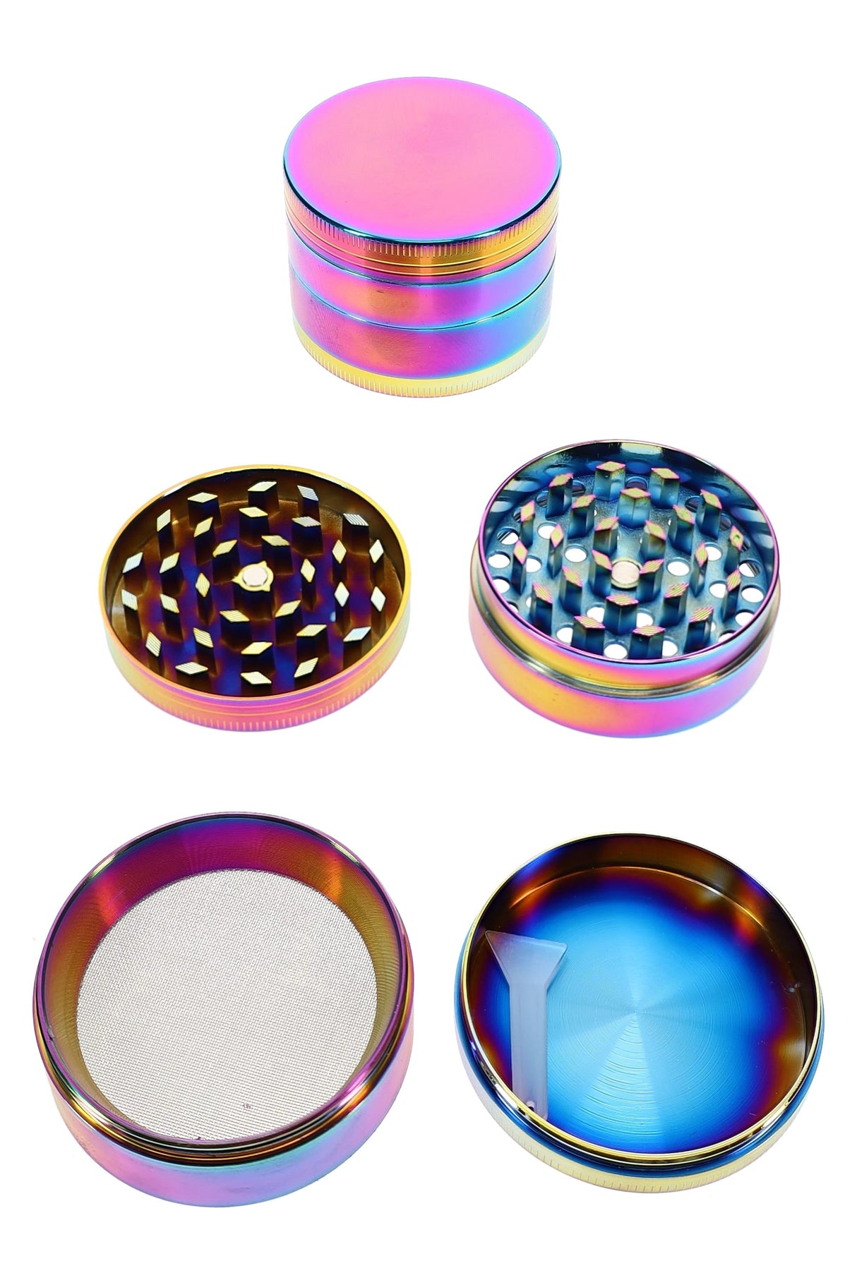 Rainbow 4-Part Metal Herb Grinder Disco Mill 2 inch alternate view