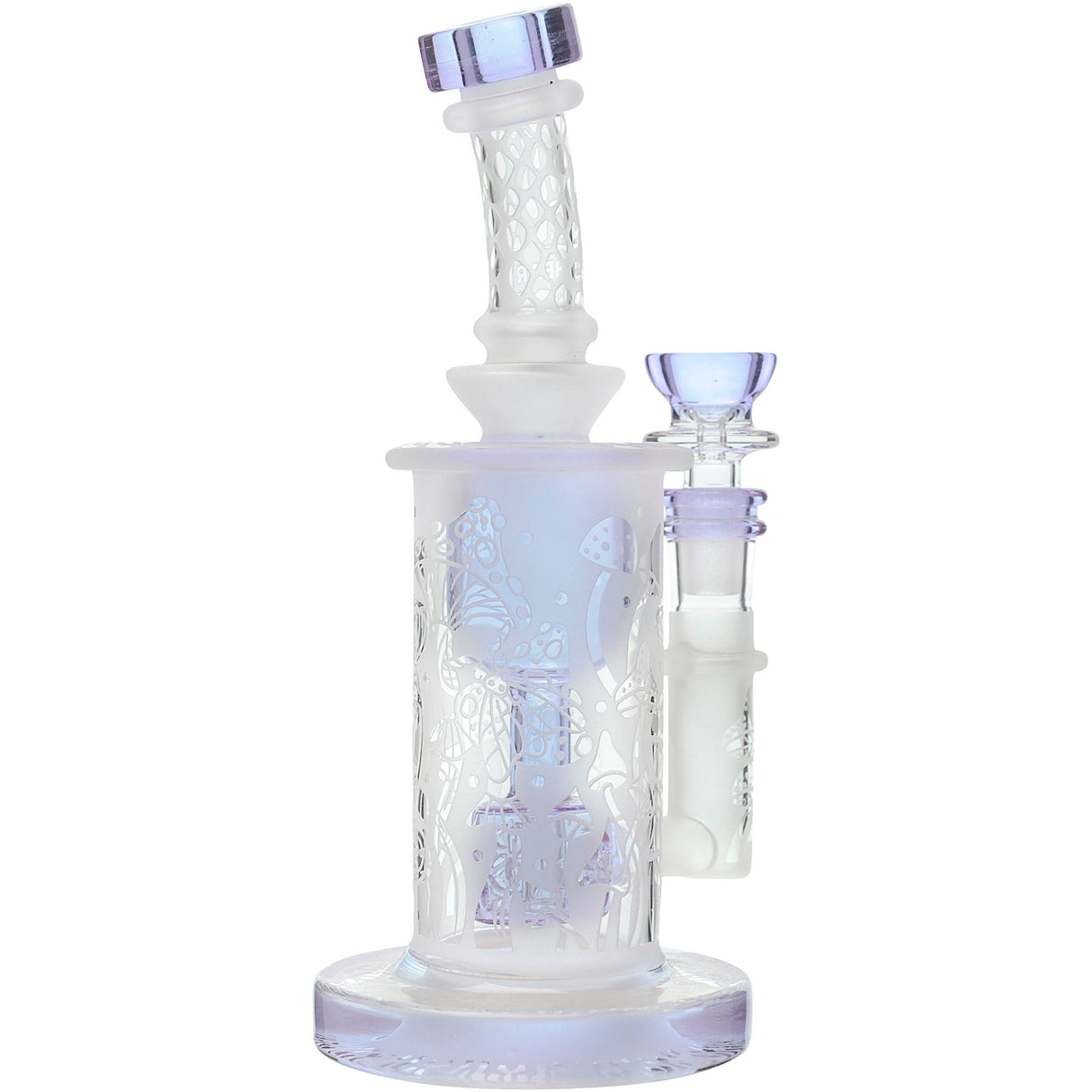 Calibear Sandblasted Seed of Life Perc Torus Bong, 14mm Female Joint, Bent Neck, Front View