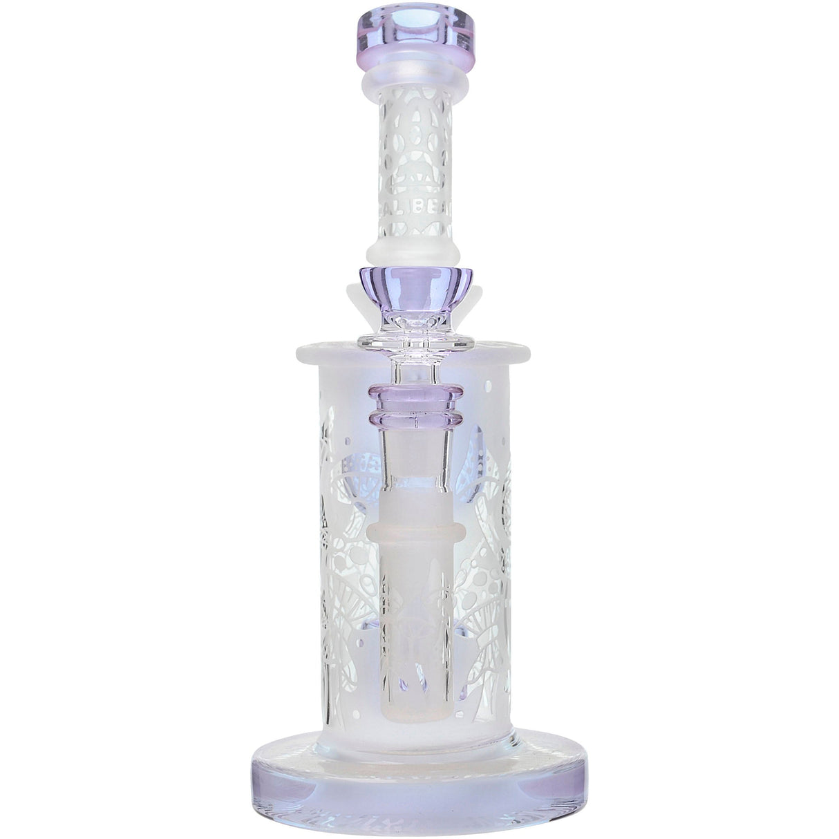 Calibear Sandblasted Seed of Life Perc Torus Can Bong with Bent Neck and Color Accents