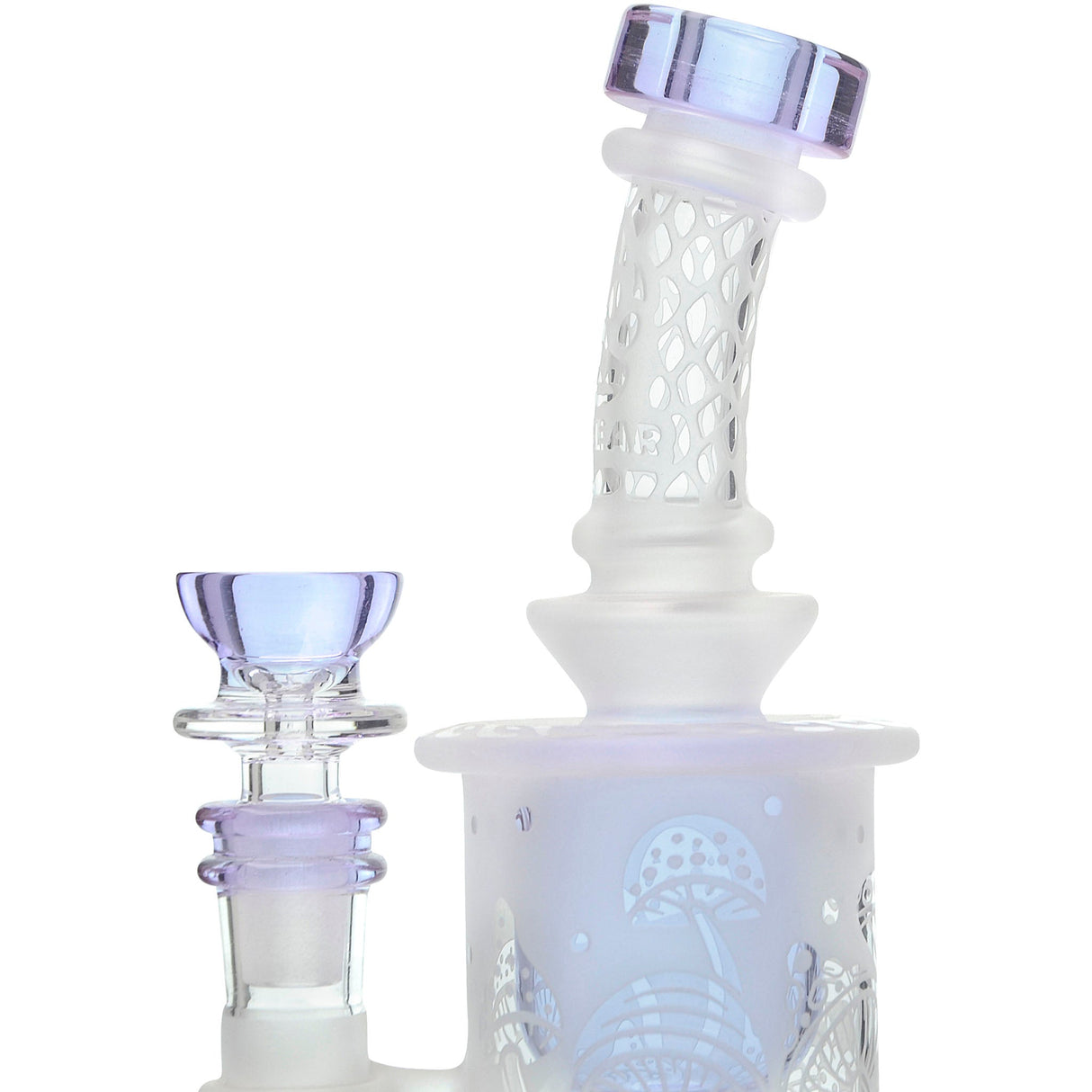 Calibear Sandblasted Seed Of Life Perc Torus Can Bong with Bent Neck and Bowl