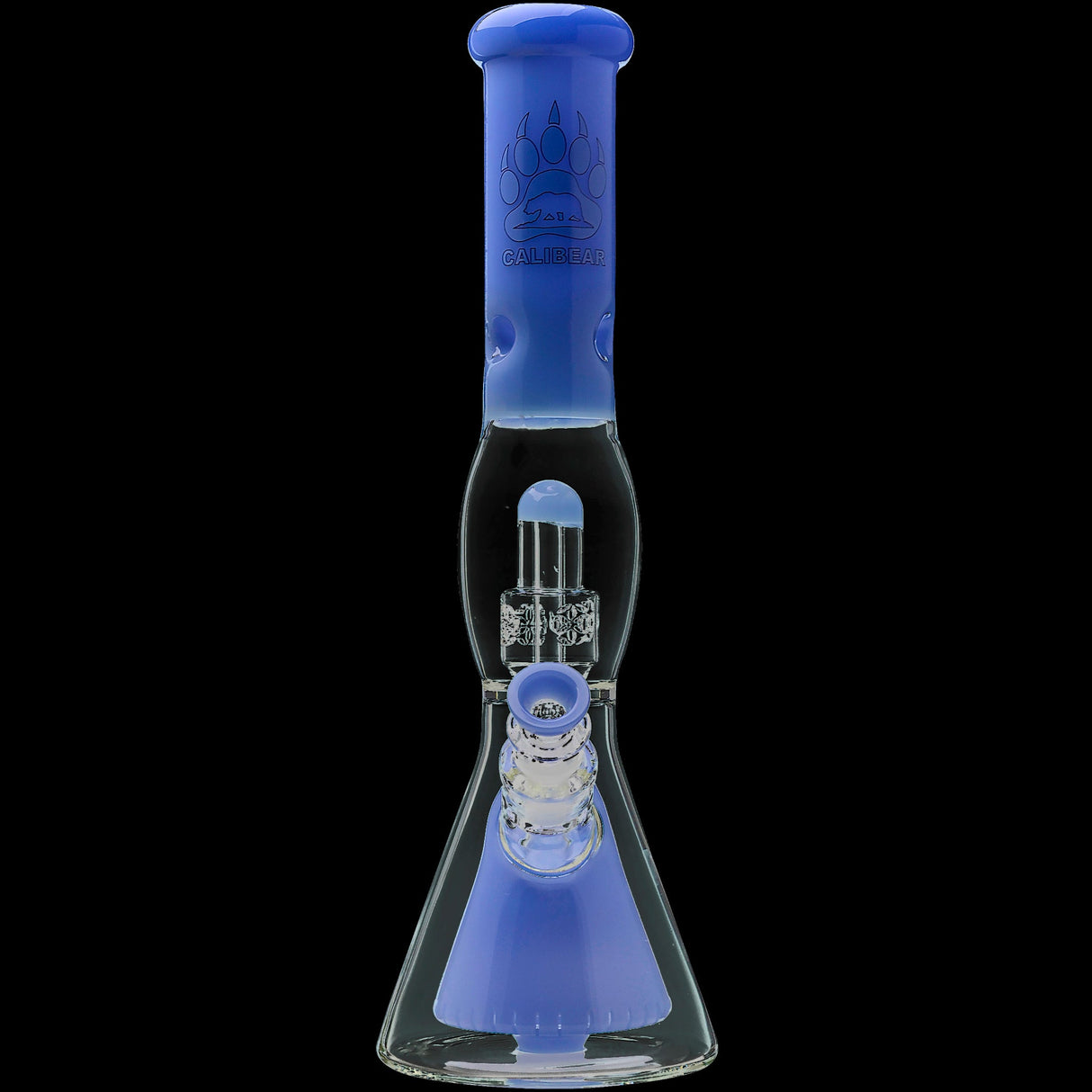Calibear 16'' Slitted Pyramid To Seed Of Life Perc Beaker Bong