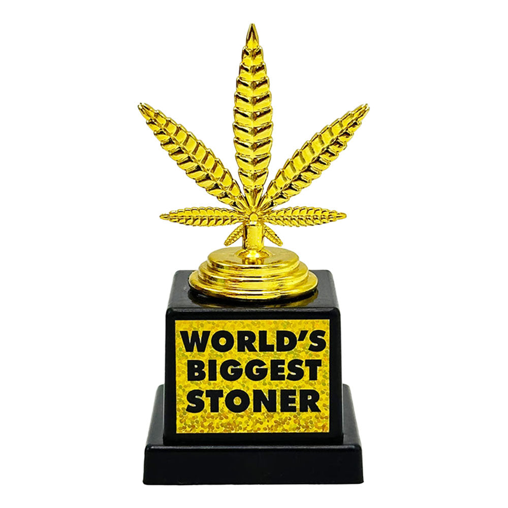 Trophy Emporium 4.7" Golden Hemp Leaf Award - Front View on White Background