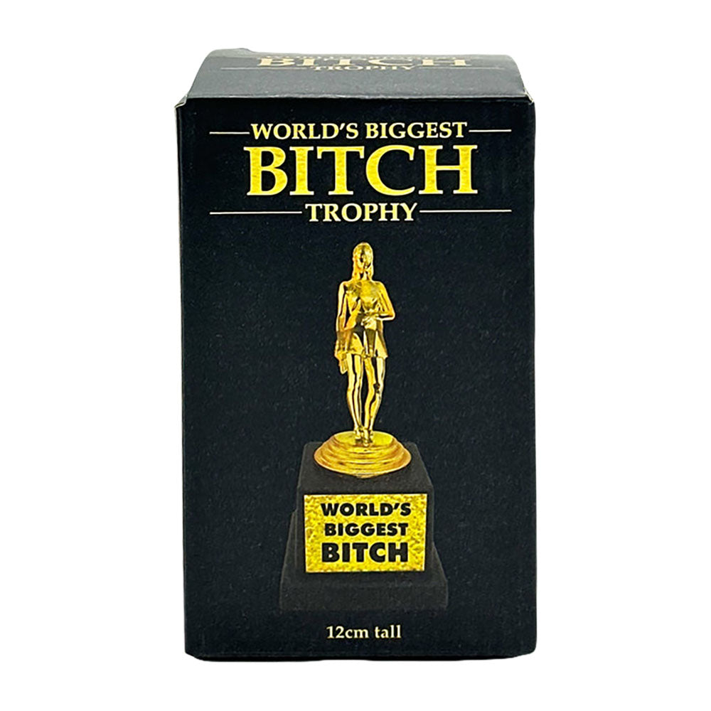 World's Biggest Bitch Trophy - 4.7" Front View on Seamless White Background