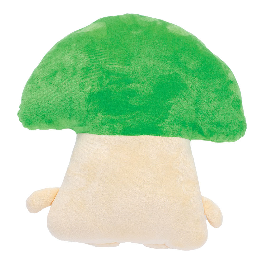 16" Mushroom Plush Buddy in green and cream, front view on a seamless white background