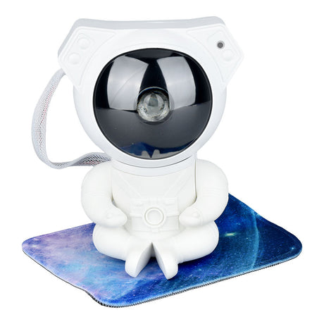 Astronaut Projector Nebula Star Lamp with Remote, Front View on Galaxy Mat