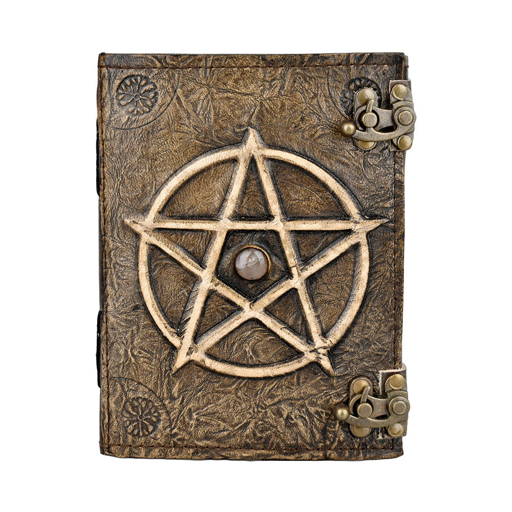 Pentagram Embossed Leather Journal with Metal Closure, 5" x 7" Front View