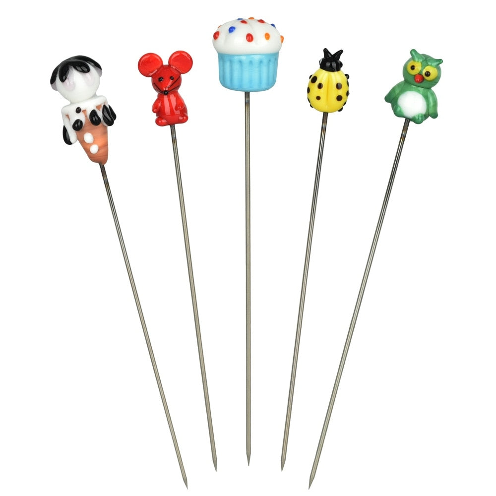 Glass Hairpin Poker Dab Tool Version 2 | 5" | Assorted Styles | 50 Pack