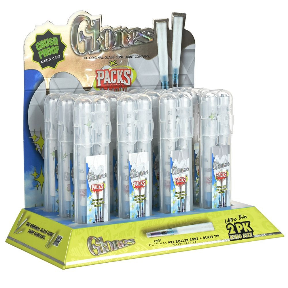 Glones x Packs Ultra Thin Pre-Rolled Cones + Glass Tips | 3pc | 12ct Display