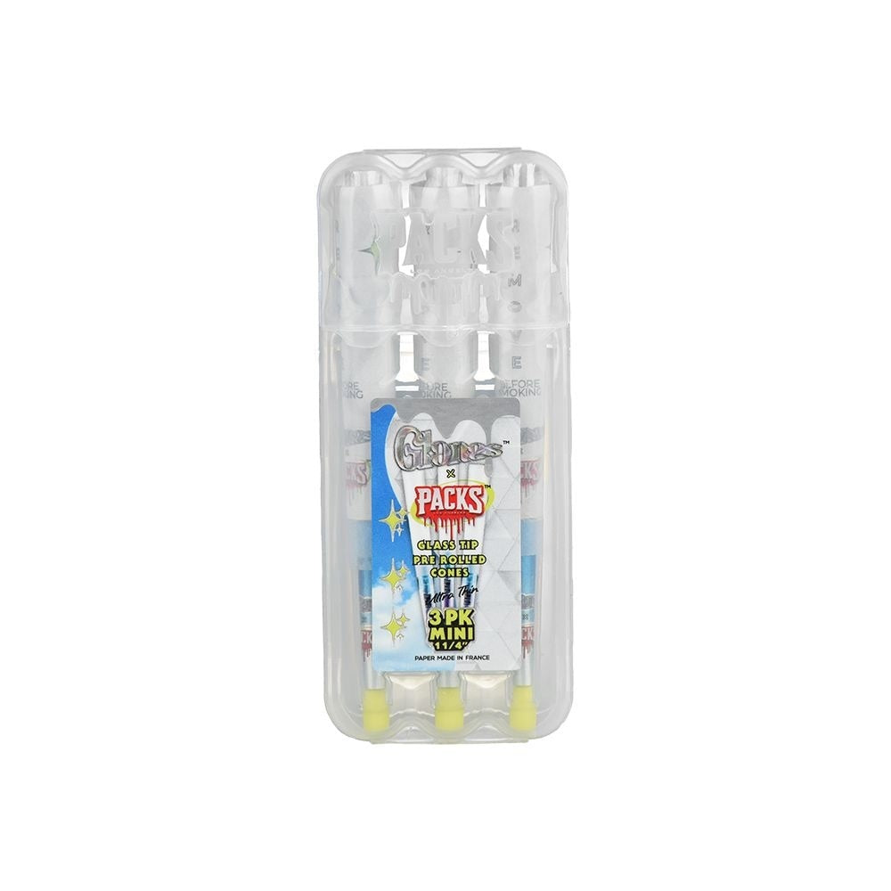 Glones x Packs Ultra Thin Pre-Rolled Cones + Glass Tips | 3pc | 12ct Display