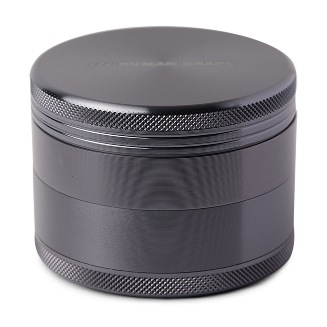 Human Grade Grinder 1B (2.5") in Gunmetal, 4-Part Durable Herb Grinder, Front View