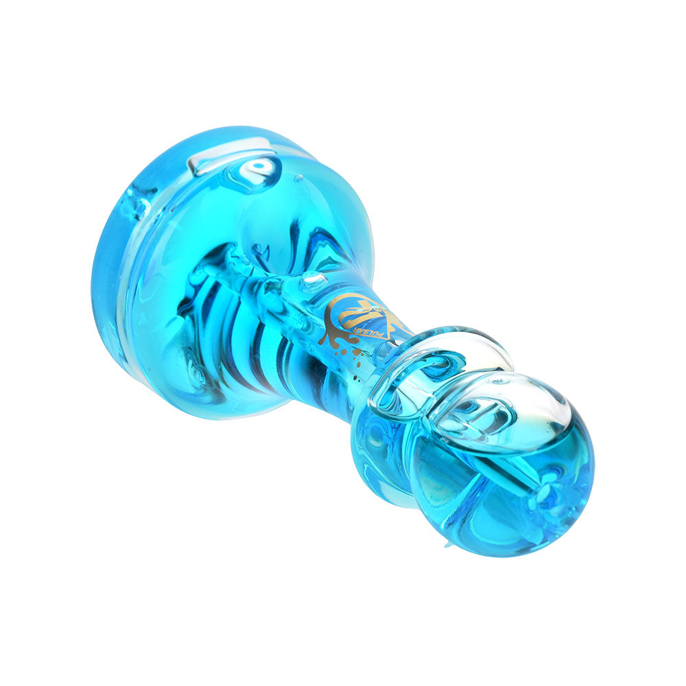 Pulsar Pawn Chess Piece Glycerin Hand Pipe in Blue, Borosilicate Glass, Side View