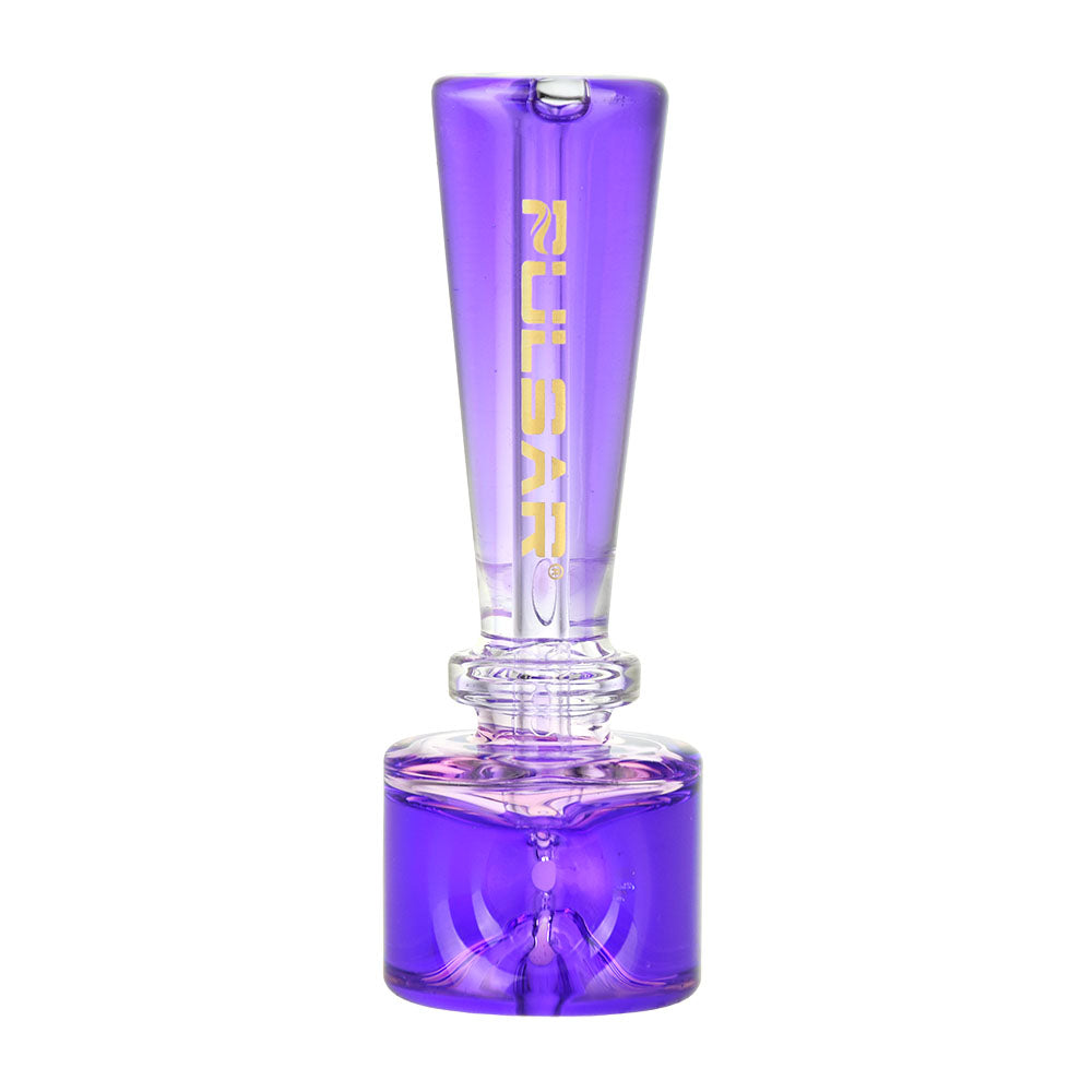 Pulsar Stacked Geometric Glycerin Hand Pipe in Purple, 4.25" Borosilicate Glass, Front View